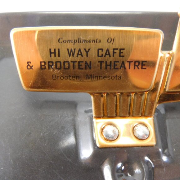 Vintage Hi Way Cafe & Brooten Theatre Metal Ashtray Brooten MN Advertisement 7" - Picture 3 of 11